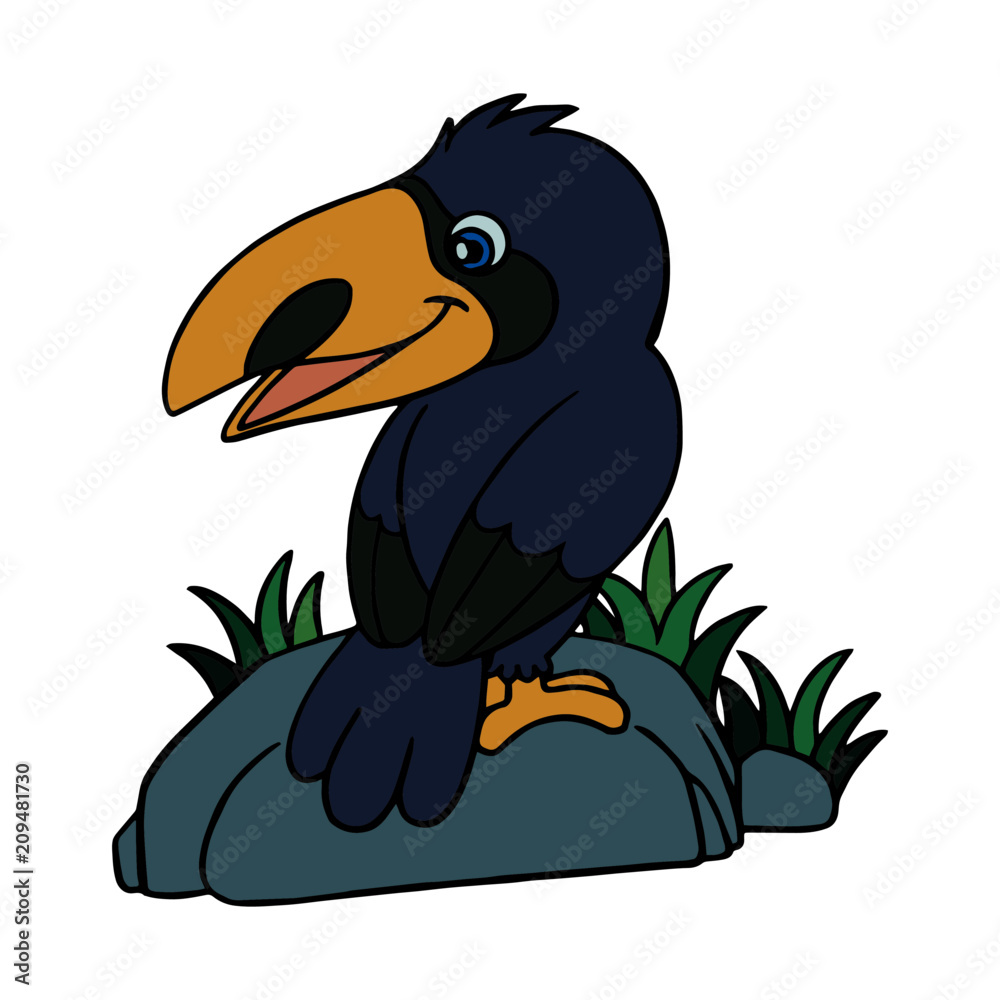 Obraz premium Crow cartoon illustration isolated on white background for children color book