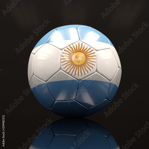 3d Soccer Ball with Argentina Flag Illustration