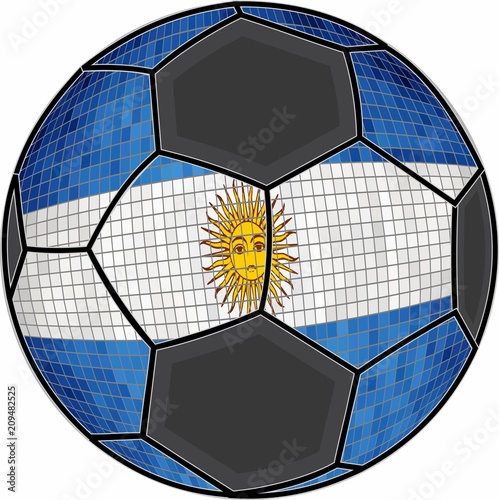 Argentina flag with soccer ball background - Illustration, 
Soccer football ball with Argentinian flag, 
Abstract grunge mosaic vector
