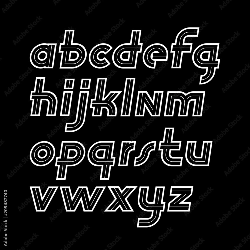 Fototapeta premium Vector retro old italic lower case alphabet letters, for use as poster design elements