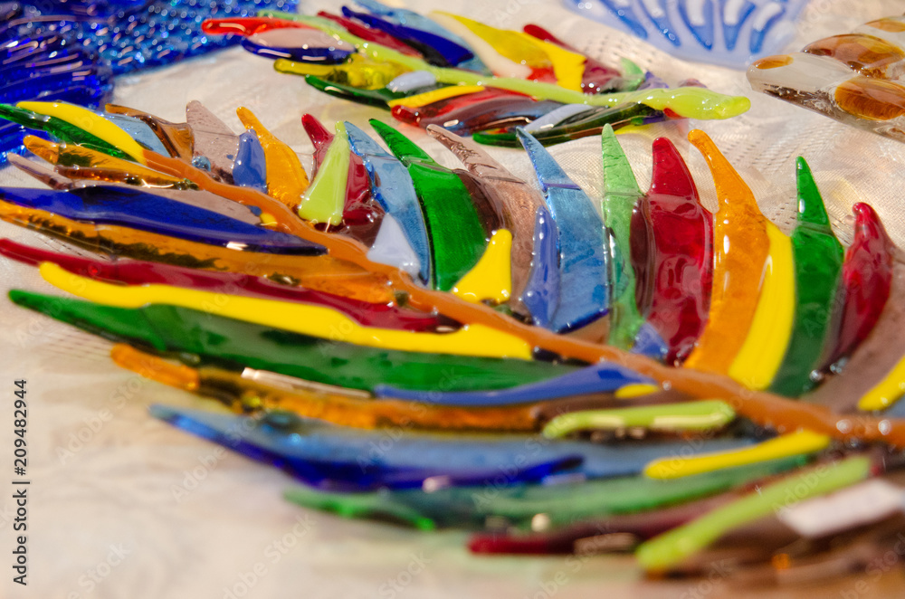 Multicolored glass dish