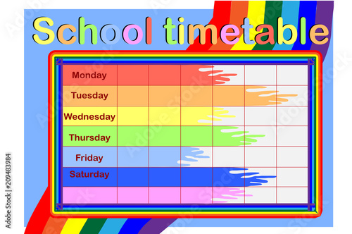 School timetable with paint cans