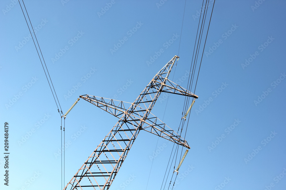 Support power lines and wires against the sky