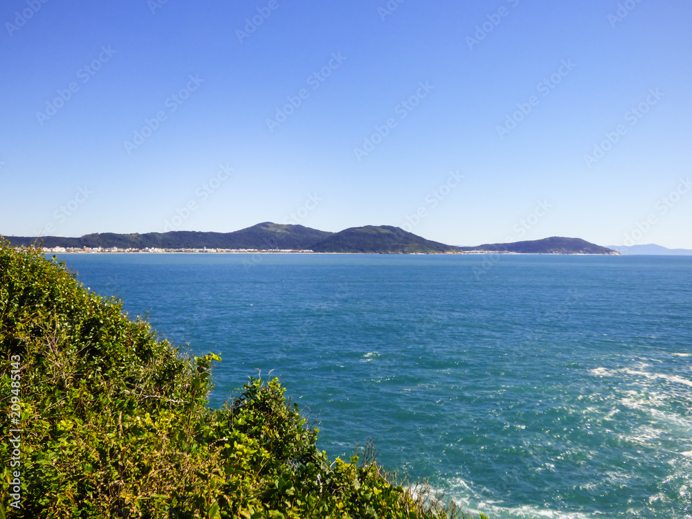 Atlantic forest and a view of Ingleses beach - Florianopolis, Brazil