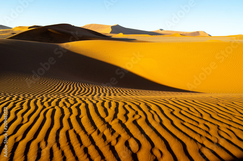 Long wind formed ripples with shadow defined edges in dunes of Hidden Vlei, Sossusvlie Namibia photo