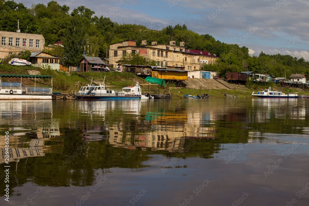 boat station on the banks of the Vyatka River
