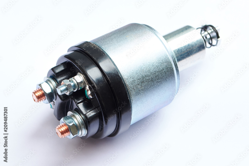 starter relay retractor on an isolated white background