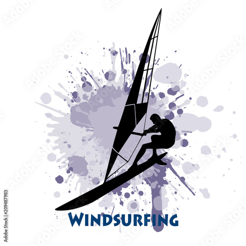 Windsurfer sail in grunge style.