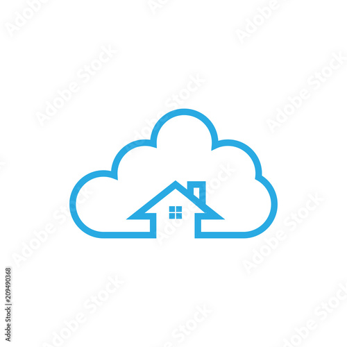 Illustration of cloud house logo icon template