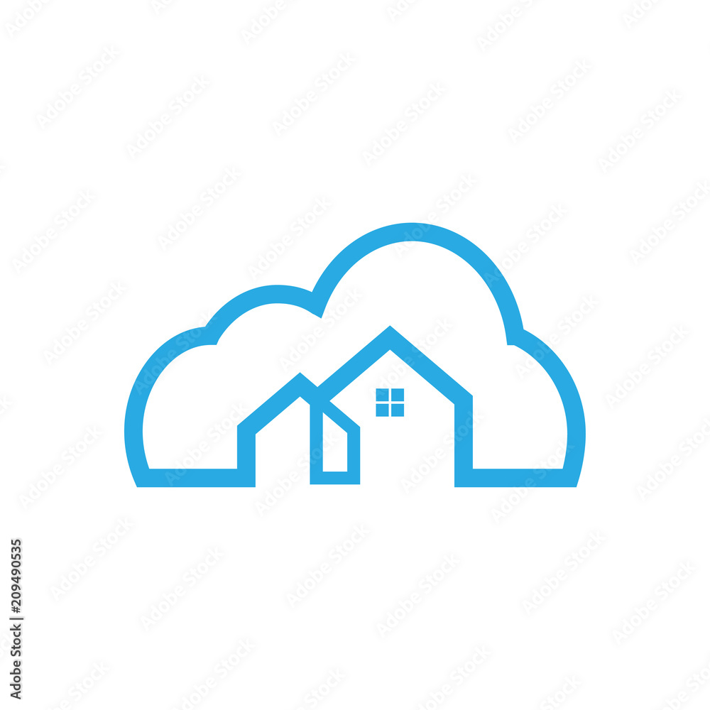 Illustration of cloud house logo icon template