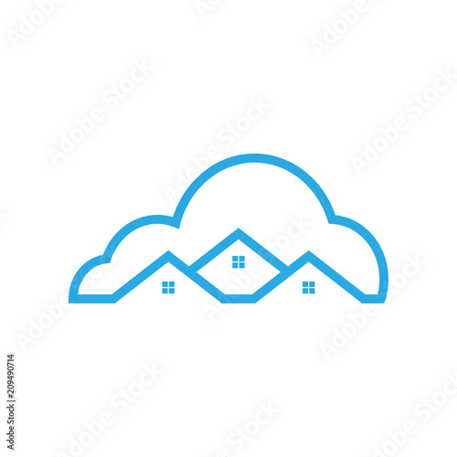 Illustration of cloud house logo icon template