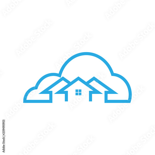 Illustration of cloud house logo icon template
