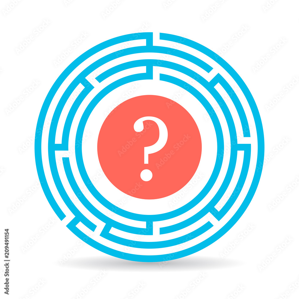 Circle labyrinth icon with question mark Circle labyrinth icon with question mark