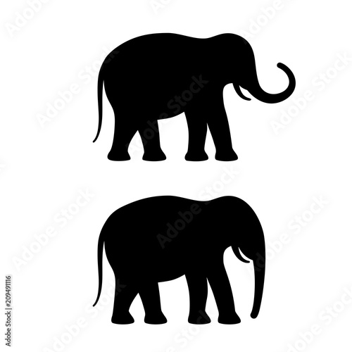 Elephant vector silhouette icon set