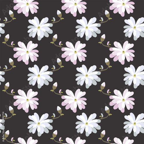 Magnolia stellata vector seamless pattern © Olena