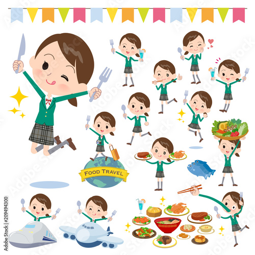 school girl Green Blazer_food festival