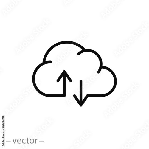 download line sign, cloud backup, vector icon