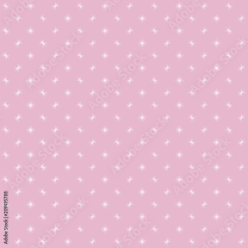 Pink background with white small flashes of glare flashing in a checkered pattern cute baby girlish babies vector seamless pattern.