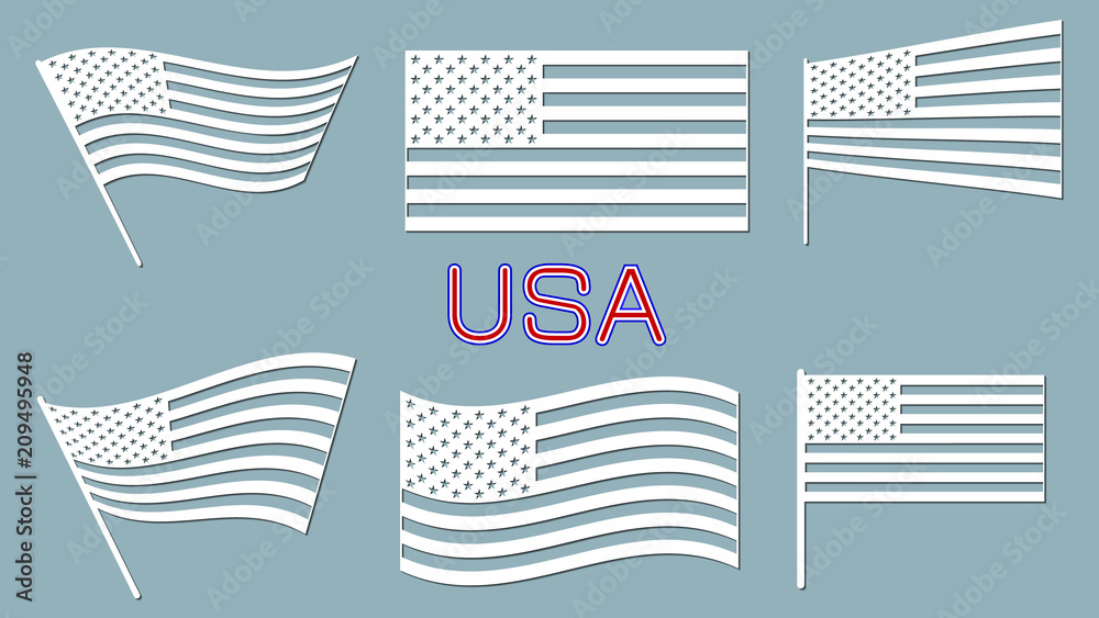 Set of paper art carve flag, vector, illustration. USA flag. Laser cutting Set of paper art carve flag, vector, illustration. USA flag. Laser cutting