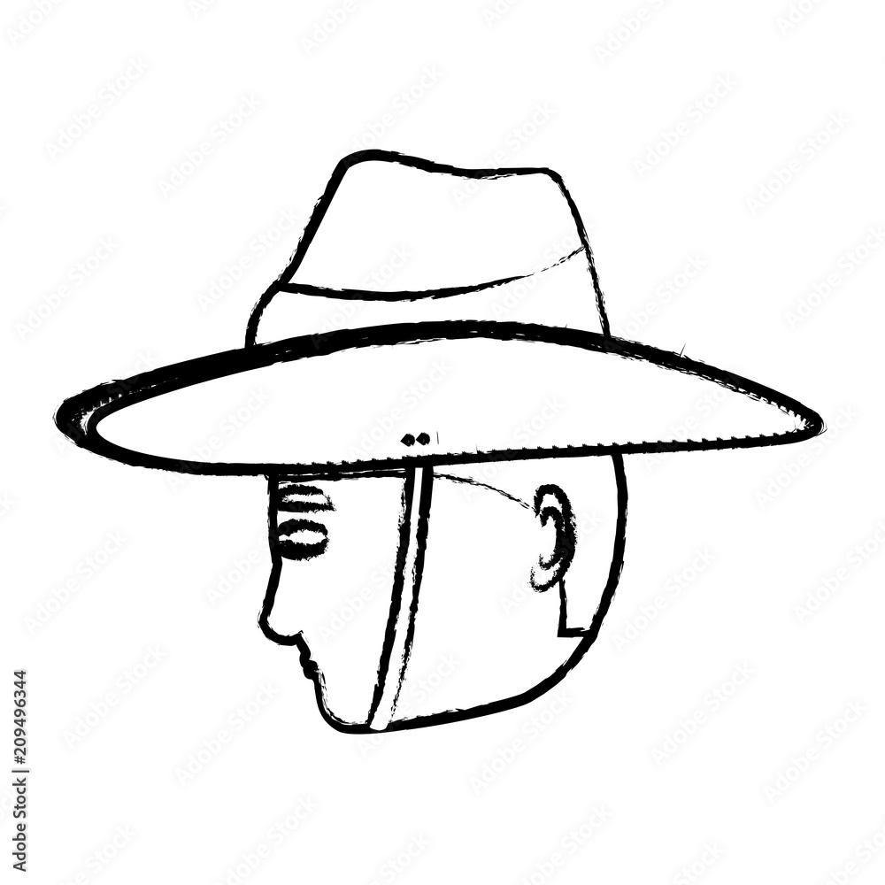 man with boonie hat over white background, vector illustration man with boonie hat over white background, vector illustration