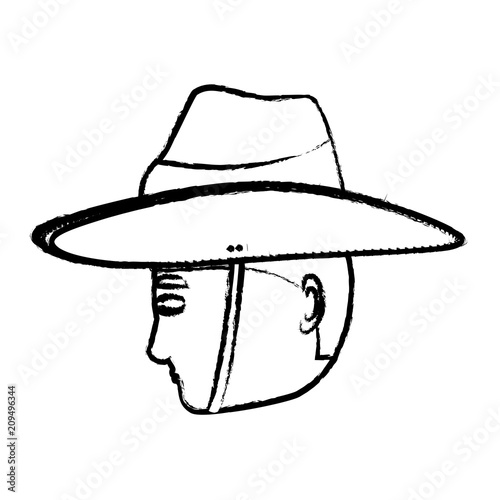 man with boonie hat over white background, vector illustration