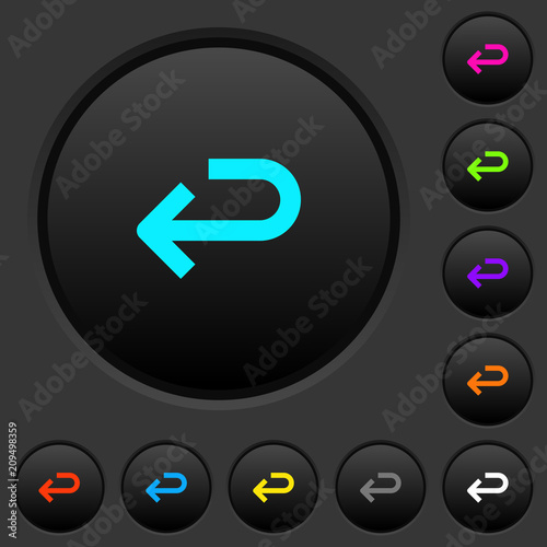 Back arrow dark push buttons with color icons