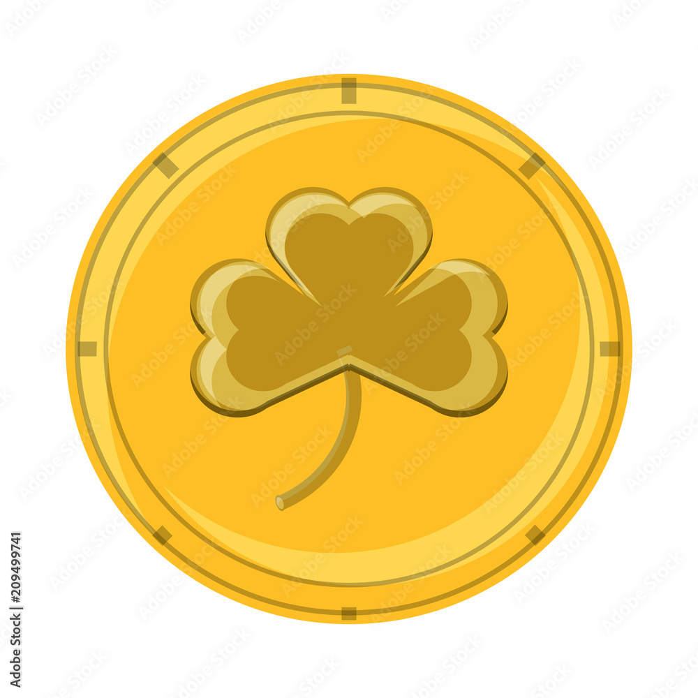 coin with clover icon over white background, vector illustration coin with clover icon over white background, vector illustration