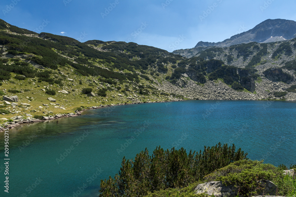 Panoramic view of Banderitsa fish lake, Pirin Mountain, Bulgaria