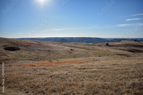 Fields of grasslands with scenic canyon ranges all around them with wintered vegetation, valleys, and pathways for ambitious hikers, backpackers, and wildlife.