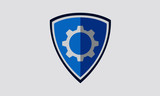 shield and gear sybolize setting protection. icon concept for design element , button, banner, logo etc
