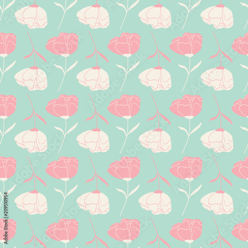 pink and white floral vector seamless repeat pattern