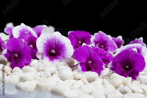 Flowers placed on a stone. photo