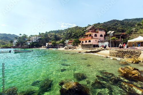 Palm Trees in a Small Village in Tropical Paradise, Yelapa Mexico