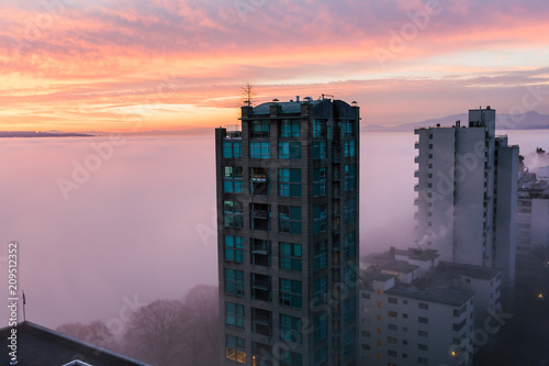 West End Vancouver Canada Marine Fog in English Bay at Sunset