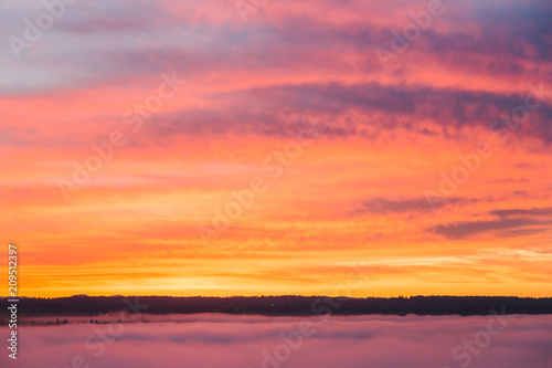 Stunning Sunset Marine Fog English Bay Vancouver Canada