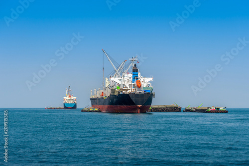 Cargo ship on sea.