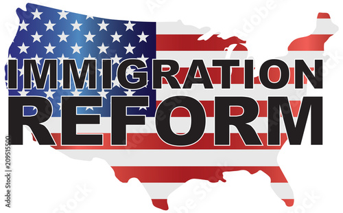 USA Government Immigration Reform US Map vector Illustration