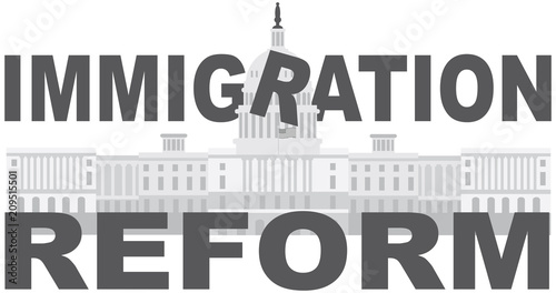 Washington DC Capitol Immigration Reform vector illustration