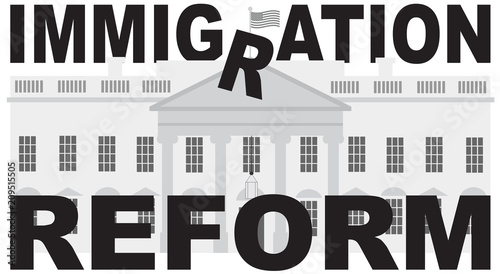 Washington DC White House Immigration Reform vector vector illustration