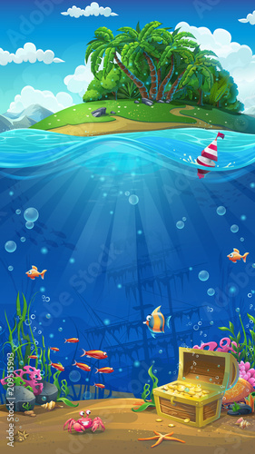 Island in the ocean - vector illustration