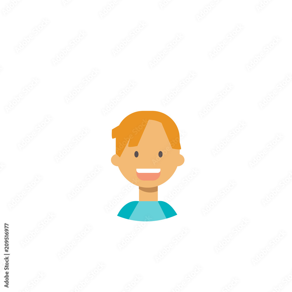 cute children face happy girl portrait on white background, female avatar flat vector illustration