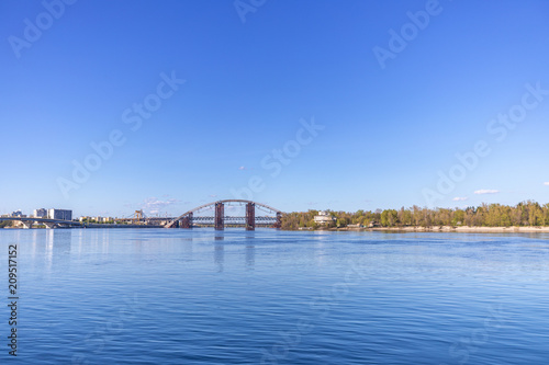 View with blue deep river and horizon line © A_Skorobogatova