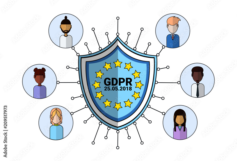 data safety shield support agent icon over General Data Protection ...