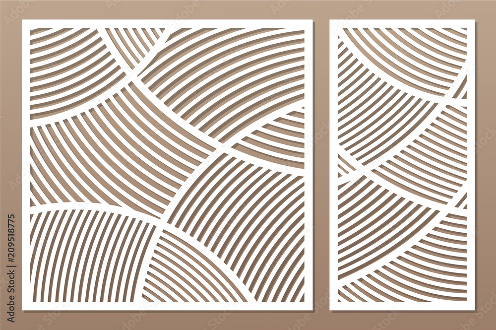 Set decorative card for cutting. Geometric linear pattern. Laser cut ...