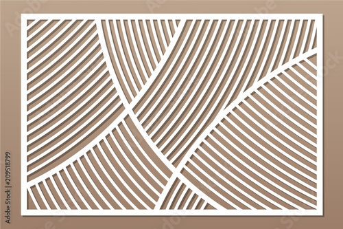 Decorative card for cutting. Geometric linear pattern. Laser cut panel. Ratio 2:3. Vector illustration.