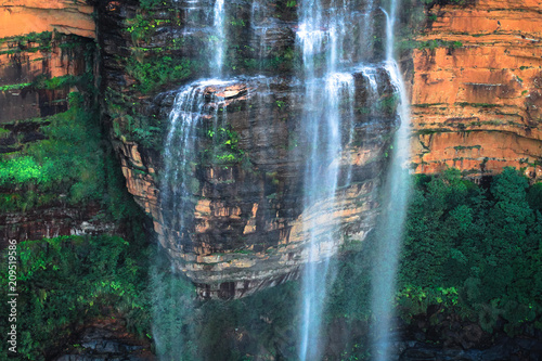 The upper sections of Wentworth Falls in the Blue Mountains National Park  Australia