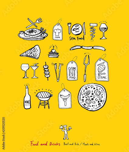 음식점 포스터 / 손으로 그린 식당 그림