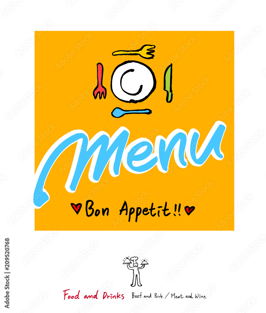 Obraz premium 음식점 포스터 / 손으로 그린 식당 그림