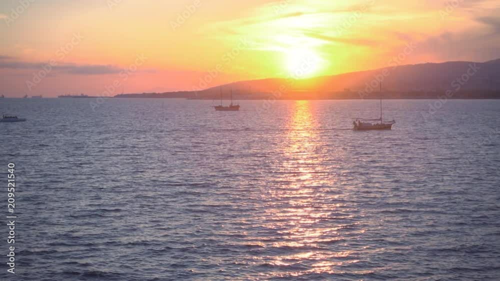Yachts float and beautiful sunset around. Yachts float and beautiful sunset around.
