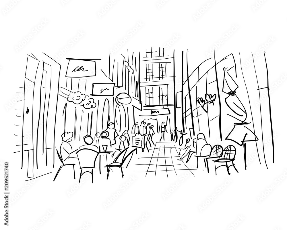 Obraz premium Old european street, sketch for your design